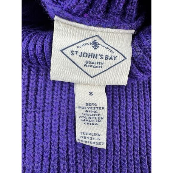 St. John’s Bay Women’s Chunky Turtleneck Sweater S Melrose Purple Cable Knit NWT - Picture 7 of 10